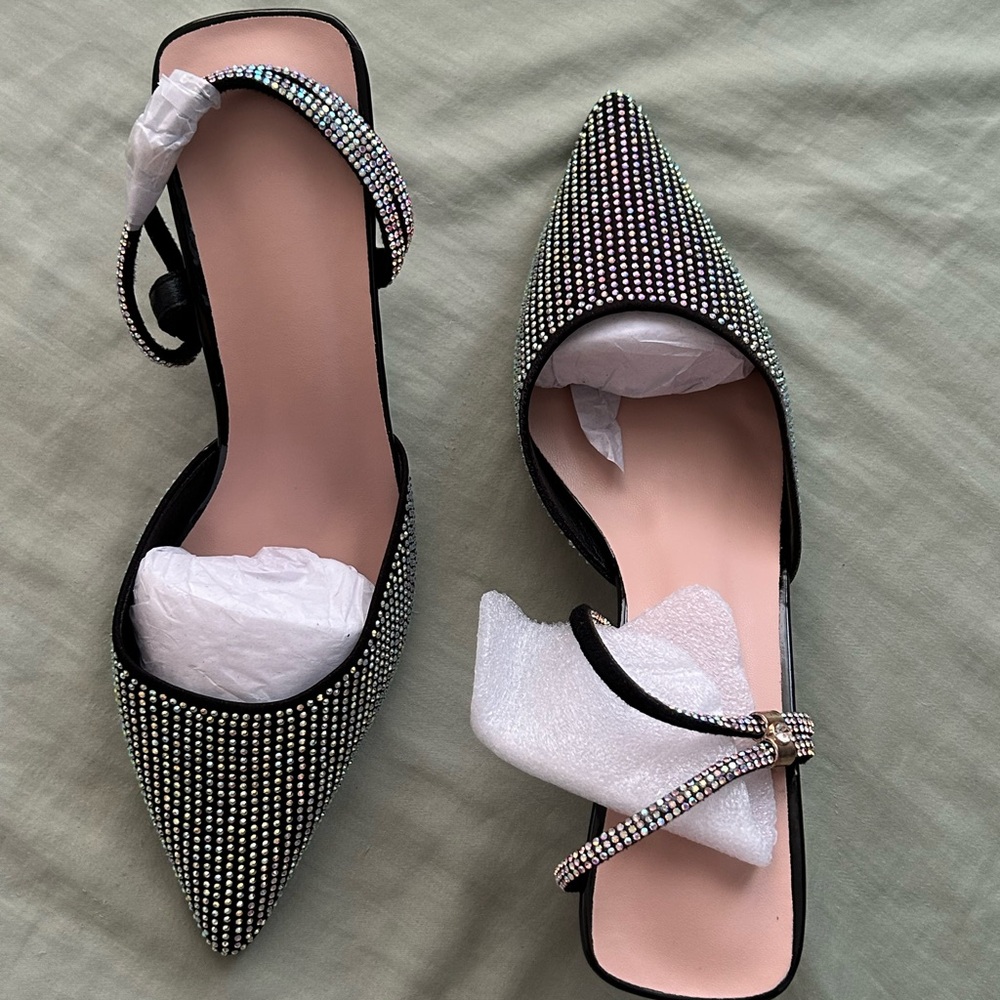 Elegant Black Rhinestone Women's Shoes